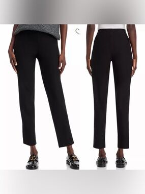 Eileen Fisher Black Knit Slim Ankle Pants With Pockets Large